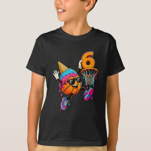 6. Geburtstag Basketball Drip Eiscreme 6 Jahre alt T-Shirt
