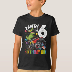 6. Geburtstag Boy Dinosaurier Monster Truck T-Shirt