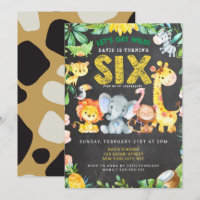 6. Geburtstag Boy Safari Tiere Chalkboard Jungle