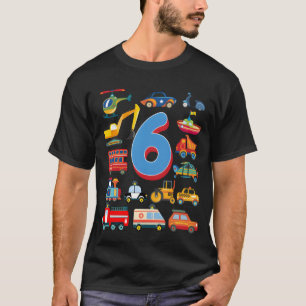 6. Geburtstag Carractor Rollerboot Hubschrauber re T-Shirt