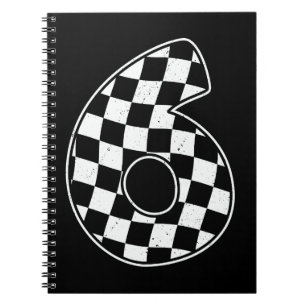 6. Geburtstag Checkered Number 6 Car Racing Flag Notizblock