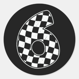 6. Geburtstag Checkered Number 6 Car Racing Flag Runder Aufkleber
