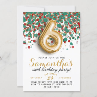 6. Geburtstag Confetti Einladung