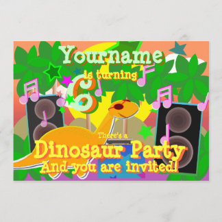 6. Geburtstag Cool Dinosaurier DJ Party Einladunge Einladung