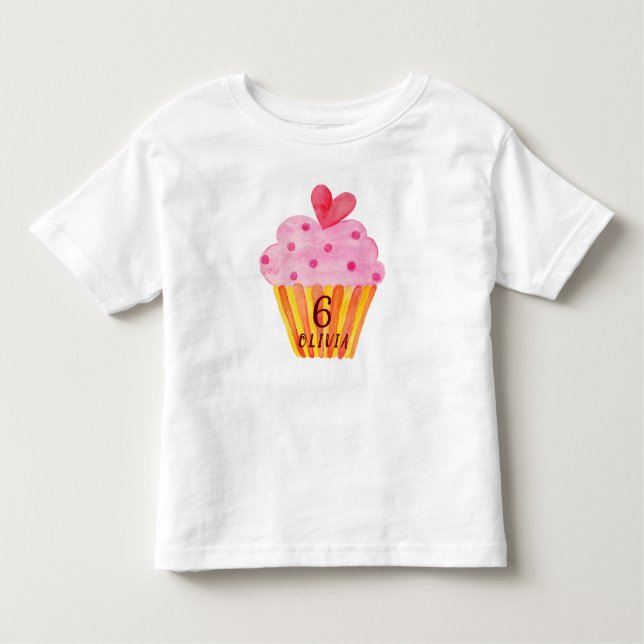 6. Geburtstag - Cupcake Backgirls Aquarell Kleinkind T-shirt (Vorderseite)