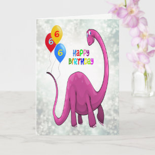 6. Geburtstag Dinosaurier und Ballons Karte