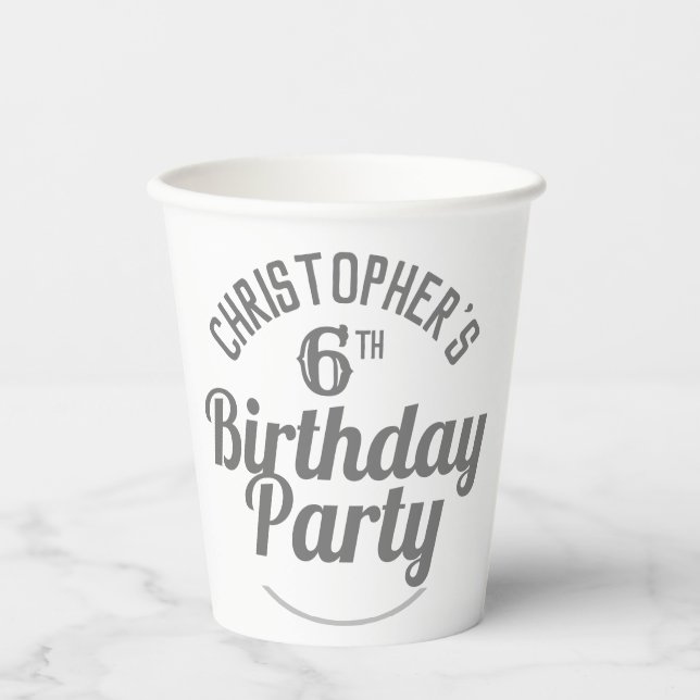 6. Geburtstag eines Kindes Pappbecher (Vorderseite)