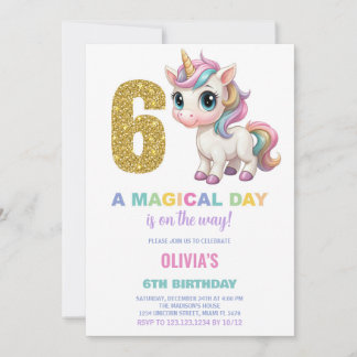 6. Geburtstag Einhorn Geburtstag Einladungen