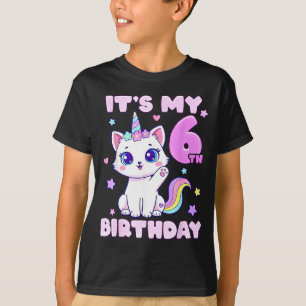 6. Geburtstag Einhorn Katze 6 Jahre alte Mädchen T-Shirt