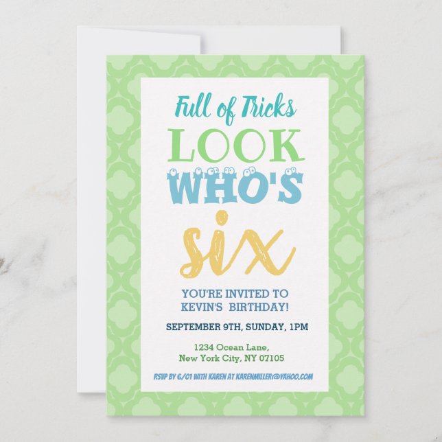 6. Geburtstag Einladung Redewendungen (Vorderseite)