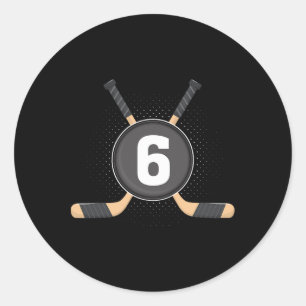 6. Geburtstag Eishockey 6 Jahre alt Thema Birthda Runder Aufkleber
