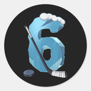 6. Geburtstag Eishockey Runder Aufkleber