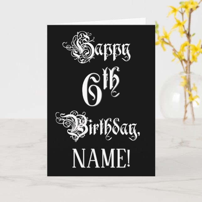 6. Geburtstag: Extravagant, elegant, Script + Indi Karte (Gelbe Blume)