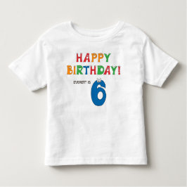6. Geburtstag Farbenfrohe Alphabete mit Vorname Kleinkind T-shirt