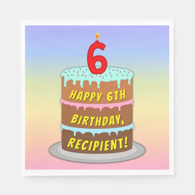 6. Geburtstag: Fun Cake and Candle + Individuelle  Serviette (Vorderseite)