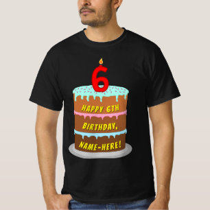 6. Geburtstag — Fun Cake & Candle, w/Individuelle  T-Shirt