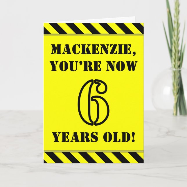 6. Geburtstag: Fun Stencil Style Text, Individuell Karte (Vorderseite)