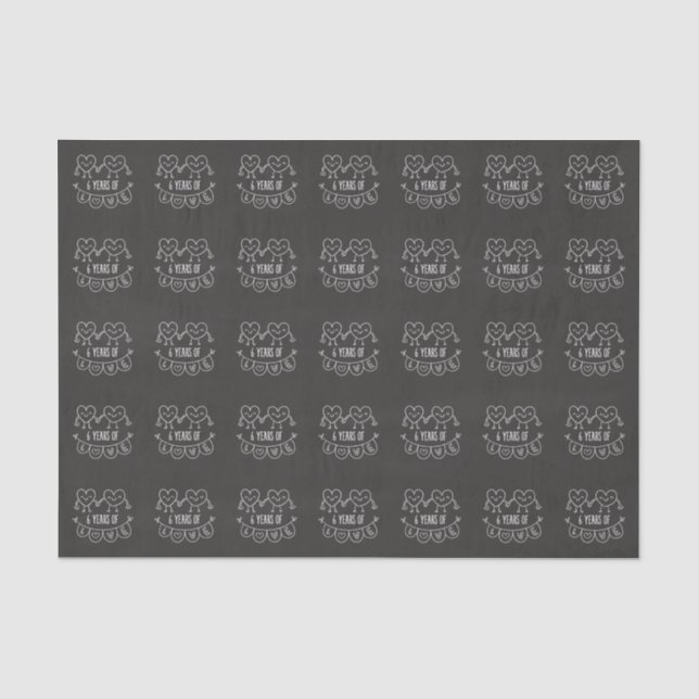 6. Geburtstag Geschenk Chalk Herzen Seidenpapier (Vorderseite)