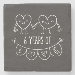 6. Geburtstag Geschenk Chalk Herzen Steinuntersetzer