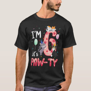 6. Geburtstag Girl Cat Kitten 6 Jahre alter Geburt T-Shirt
