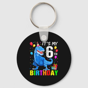 6. Geburtstag glücklicher 6-jähriger T-Rex-Shirt J Schlüsselanhänger