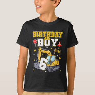 6. Geburtstag Junge 6 Jahre alt Bagger Drei Dekor T-Shirt
