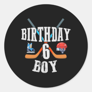 6. Geburtstag Junge Eishockey 6 Jahre alt Geburtst Runder Aufkleber