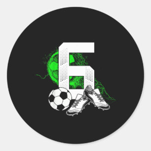 6. Geburtstag Junge Fußballspieler Fußll 6 Jahre a Runder Aufkleber
