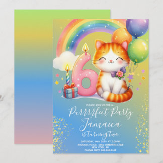 6. Geburtstag Kitten Rainbow Party Einladung