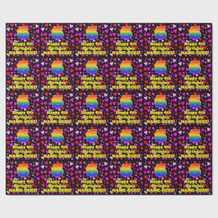 6. Geburtstag: Liebesherz-Muster, Regenbogen # 6 Geschenkpapier
