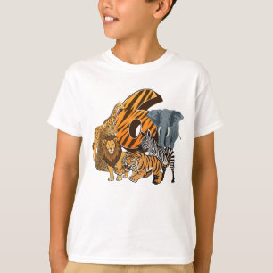6. Geburtstag Löwe, Tiger, Elefant, Zebra Kinder T-Shirt