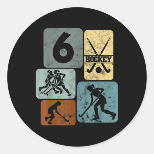 6. Geburtstag Mädchen Feldhockey 6 Jahre Hockey Runder Aufkleber