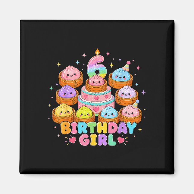 6. Geburtstag Mädchen kawaii Klößchen Anime Geburt Magnet (Vorne)