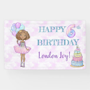 6. Geburtstag Mädchen Prinzessin Afroamerikanerin Banner