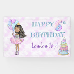 6. Geburtstag Mädchen Prinzessin Afroamerikanerin Banner