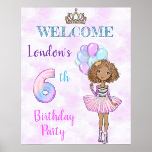 6. Geburtstag Mädchen Prinzessin Afroamerikanerin Poster