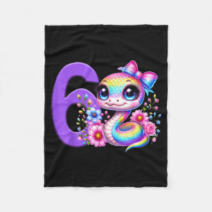 6. Geburtstag Mädchen Schlange Party Regenbogen Ko Fleecedecke