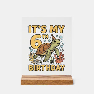6. Geburtstag Meeresschildkröte Vintage Gravur Des Acrylschild