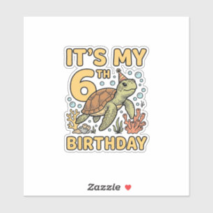 6. Geburtstag Meeresschildkröte Vintage Gravur Des Aufkleber