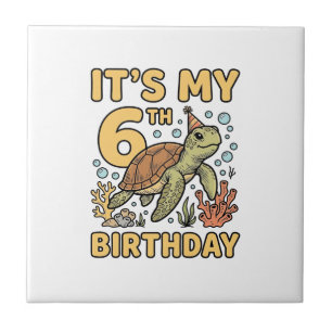 6. Geburtstag Meeresschildkröte Vintage Gravur Des Fliese