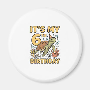 6. Geburtstag Meeresschildkröte Vintage Gravur Des Magnet