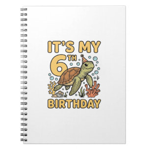 6. Geburtstag Meeresschildkröte Vintage Gravur Des Notizblock