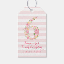 6. Geburtstag Pink Aquarell Floral SIX