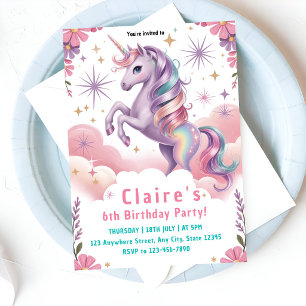 6. Geburtstag Pink & Purple Fantasy Einladung