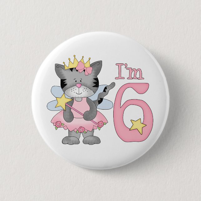 6. Geburtstag Prinzessin-Kitty Button (Vorderseite)