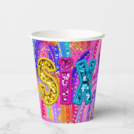 6. Geburtstag Rainbow Pappbecher