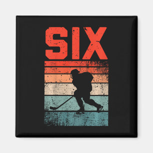 6. Geburtstag Retro Eishockey 6 Jahre alter Junge Magnet