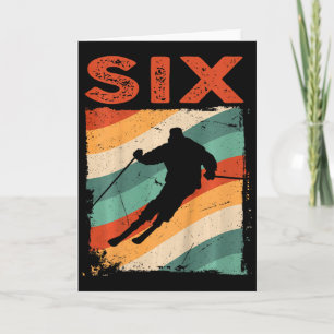 6. Geburtstag Retro Skifahren 6 Jahre alte Jungen Karte
