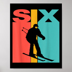 6. Geburtstag Retro Skifahren 6 Jahre alte Jungen  Poster