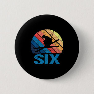 6. Geburtstag Retro Skifahren 6 Jahre Jungen Mädch Button